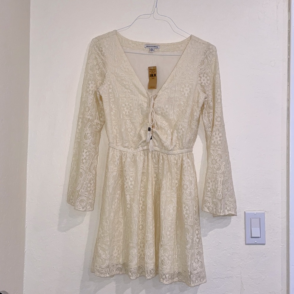 NWT American Eagle Boho Lace Bell Sleeve Dress XS